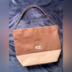 Like new Guess bag, brown with cream ostrich accents